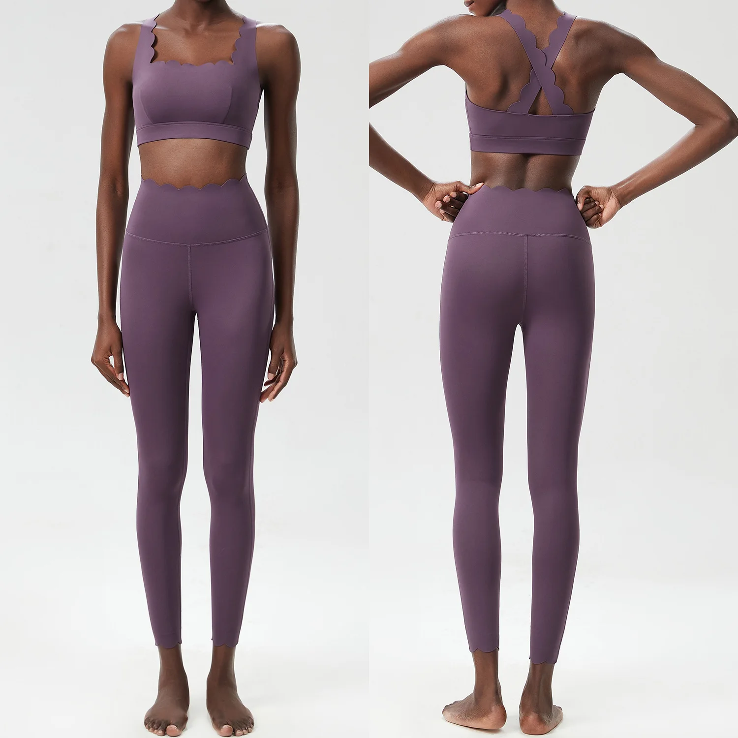 Dopasowany zestaw do fitnessu damski: top i legginsy slim fit Oliwekowa zielona