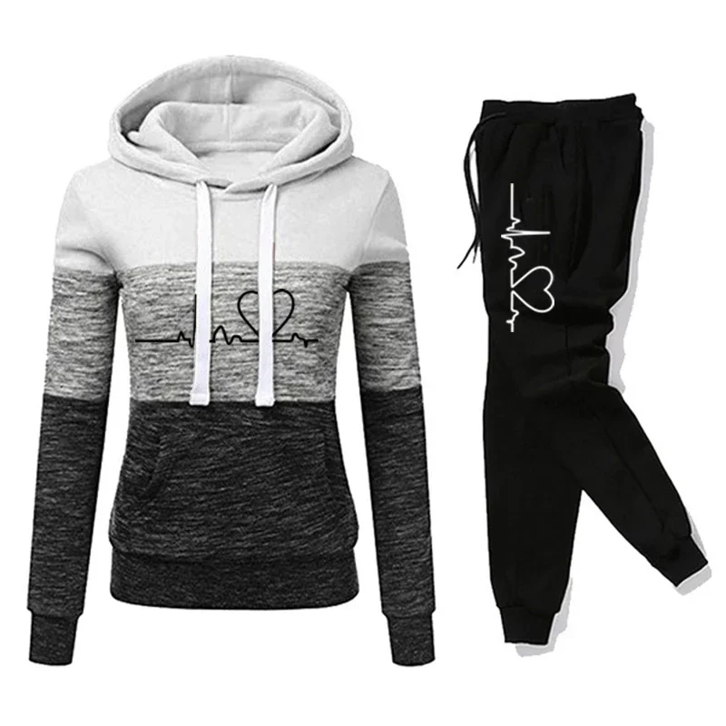 Dres damski Color Block z bluzą i spodniami joggingowymi Fioletowy