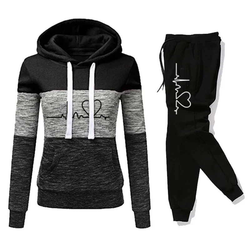 Dres damski Color Block z bluzą i spodniami joggingowymi Różowy