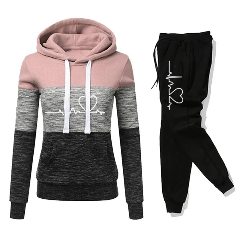 Dres damski Color Block z bluzą i spodniami joggingowymi Zielony