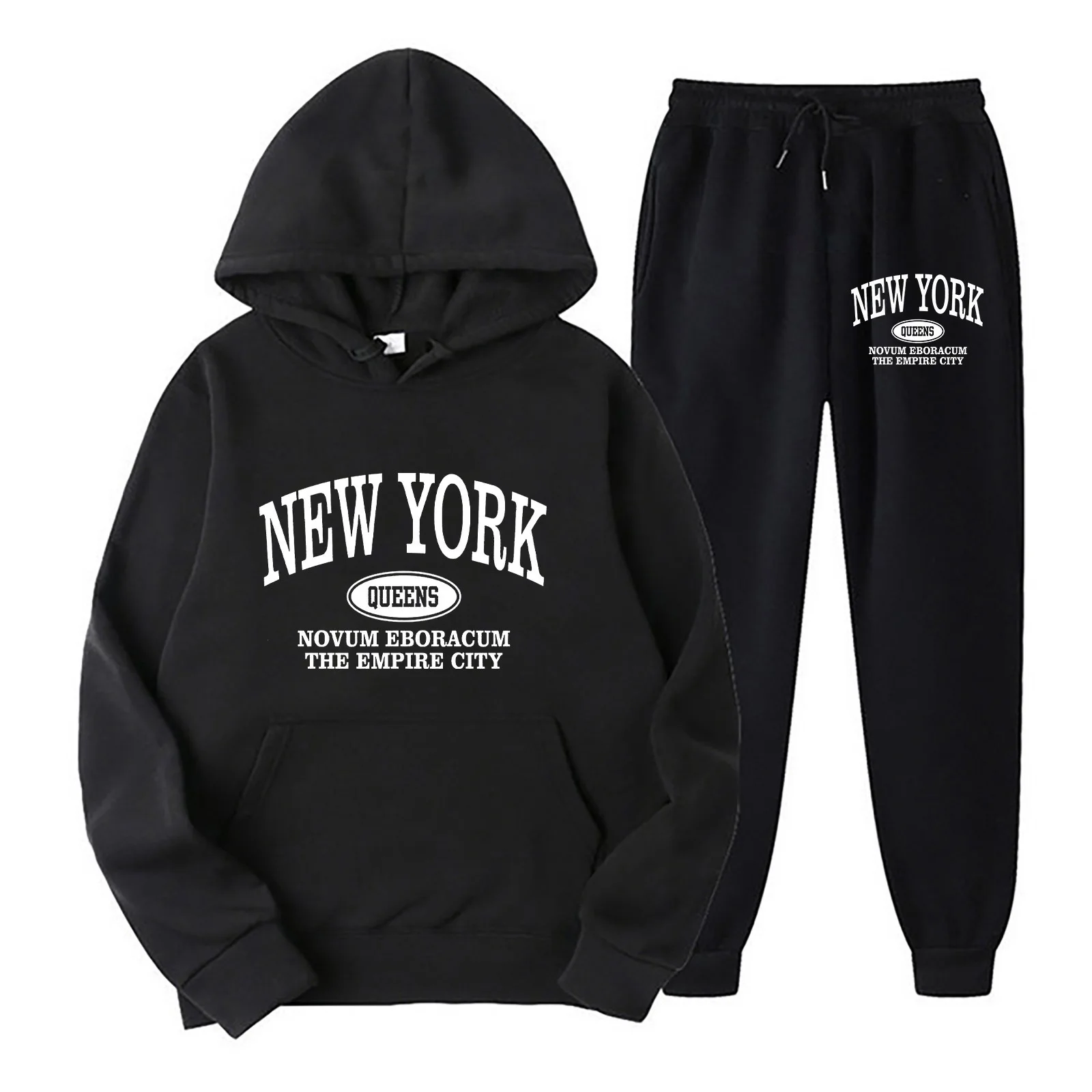 Dres damski z nadrukiem New York — bluza i spodnie Czarny