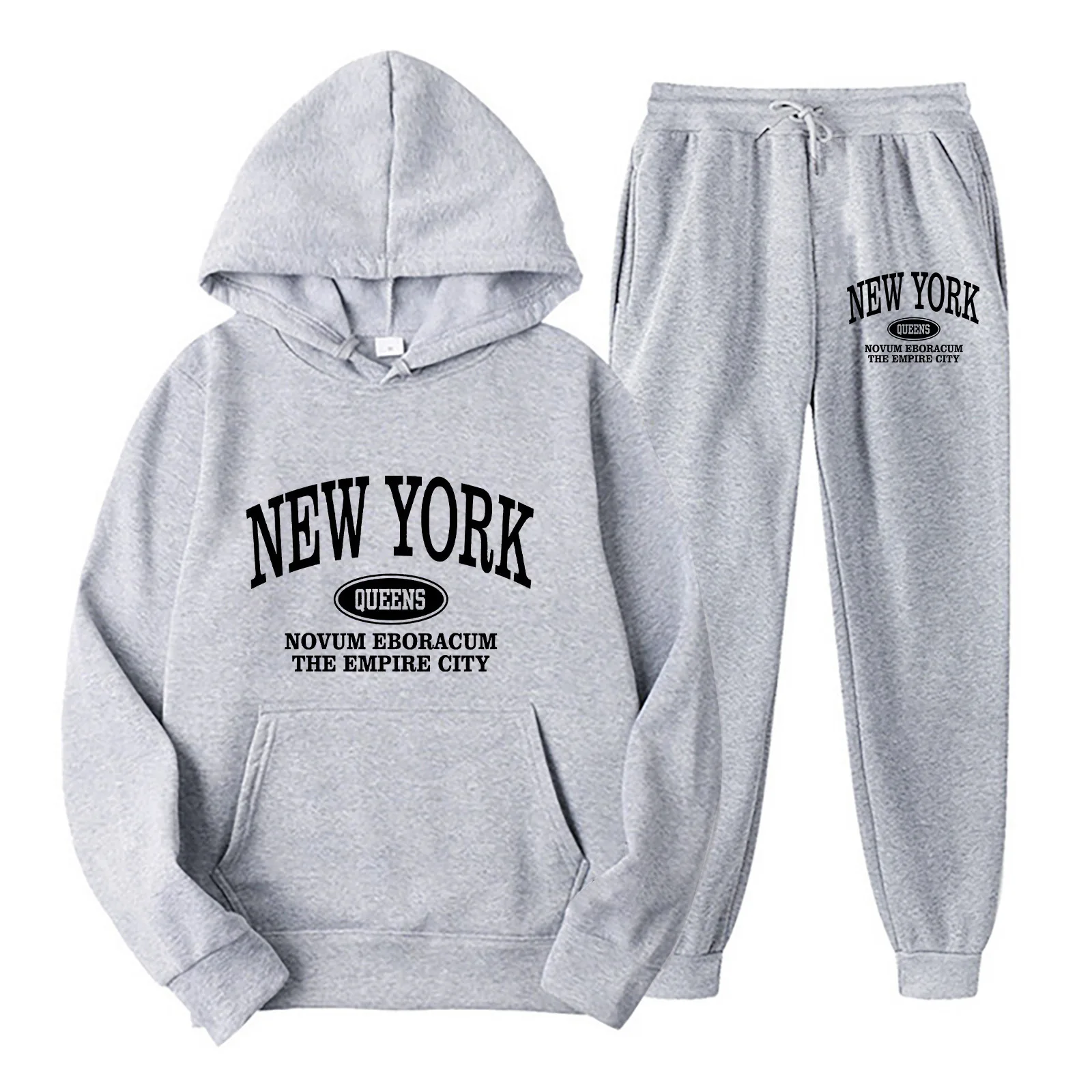 Dres damski z nadrukiem New York — bluza i spodnie Szary
