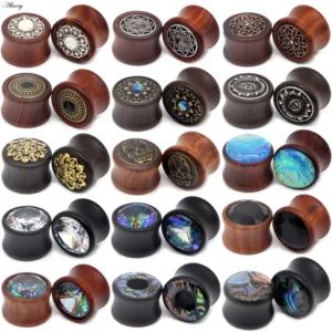 Drewniane tunele do uszu saddle plugi 8-30mm unisex naturalne Biały
