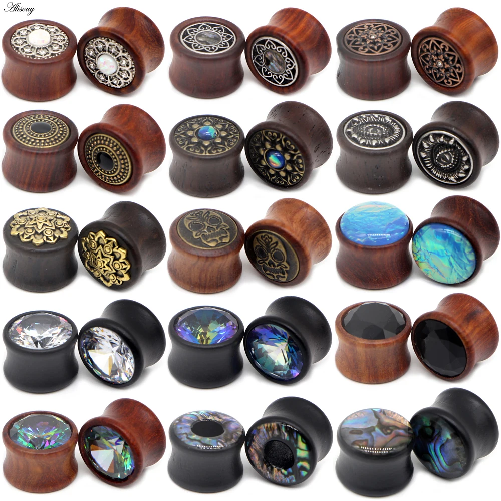 Drewniane tunele do uszu saddle plugi 8-30mm unisex naturalne Brązowy