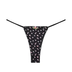 Drukowane figi bikini z miękkim wykończeniem Czarny