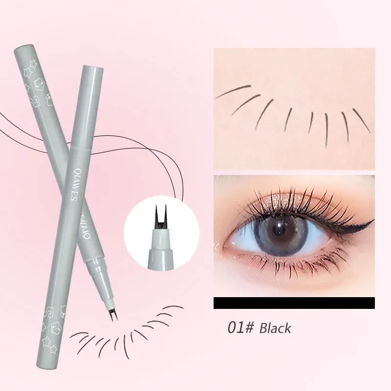 Dwukońcówkowy eyeliner w płynie do dolnych rzęs widełkowy Armijna zieleń