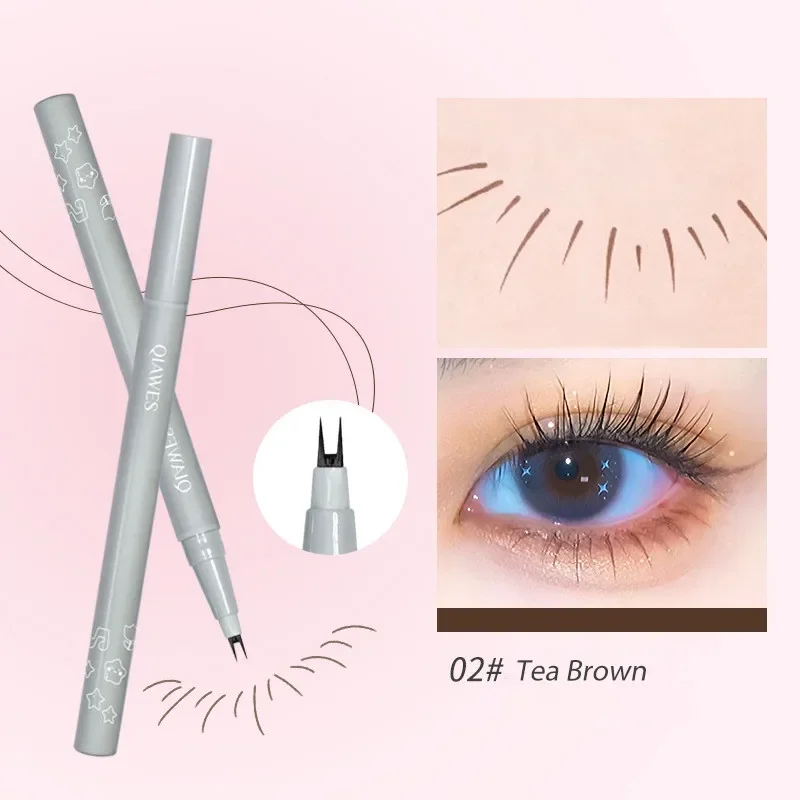 Dwukońcówkowy eyeliner w płynie do dolnych rzęs widełkowy Błękitny