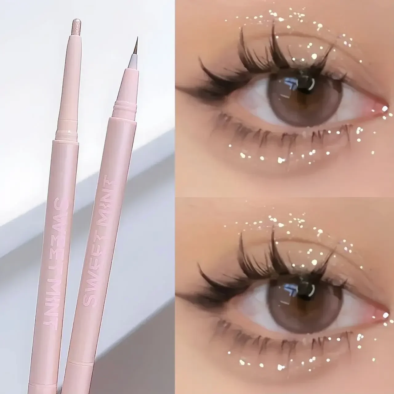 Dwustronna kredka do rzęs 2w1 cień i eyeliner wodoodporny Czekolada