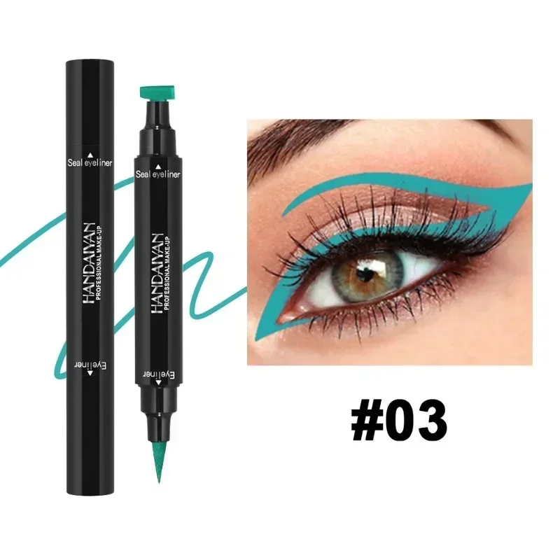 Dwustronny eyeliner ze stempelkiem kolorowy wodoodporny Błękitny