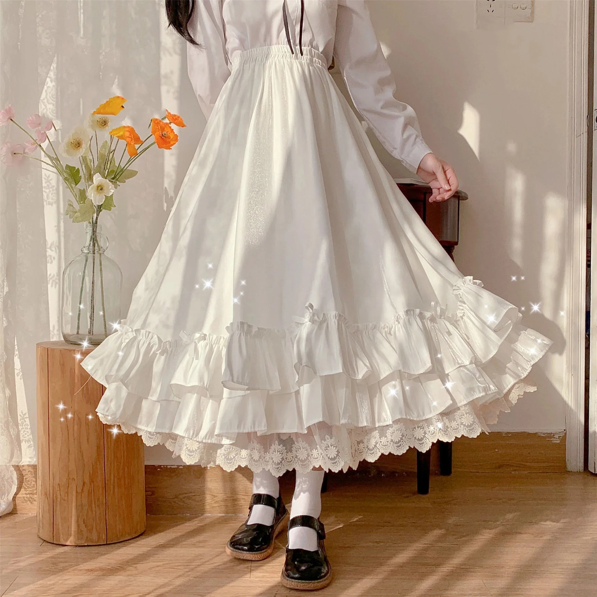 Dwuwarstwowa plisowana spódnica midi w stylu vintage Beżowy