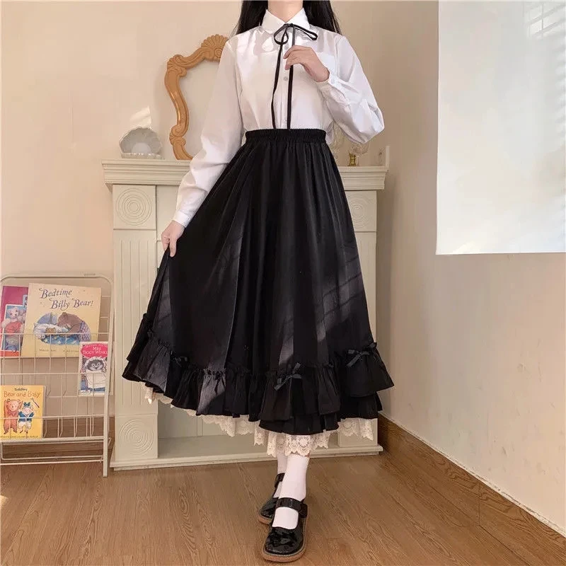 Dwuwarstwowa plisowana spódnica midi w stylu vintage Czarny