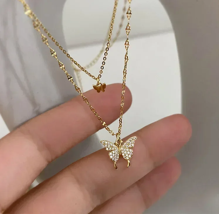 Dwuwarstwowy naszyjnik choker z gwiazdą i księżycem Zielony