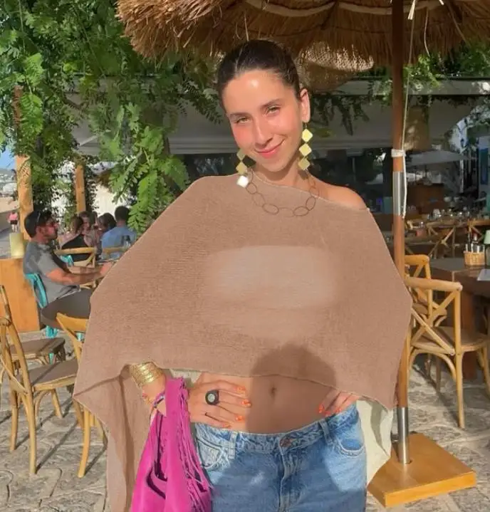 Dzianinowa narzutka top w stylu Y2K F