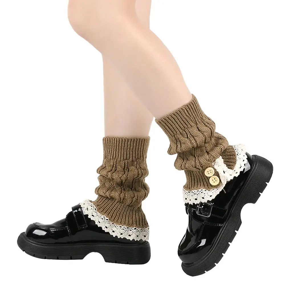 Dzianinowe getry damskie Lolita – ocieplacz na nogi w stylu Harajuku Szary