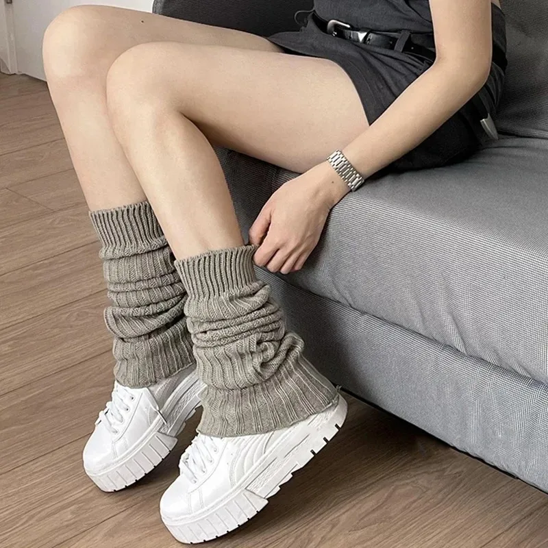 Dzianinowe ocieplacze na nogi w stylu Lolita Szary