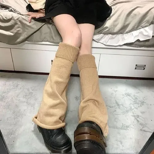 Dzianinowe ocieplacze na nogi w stylu Lolita Khaki