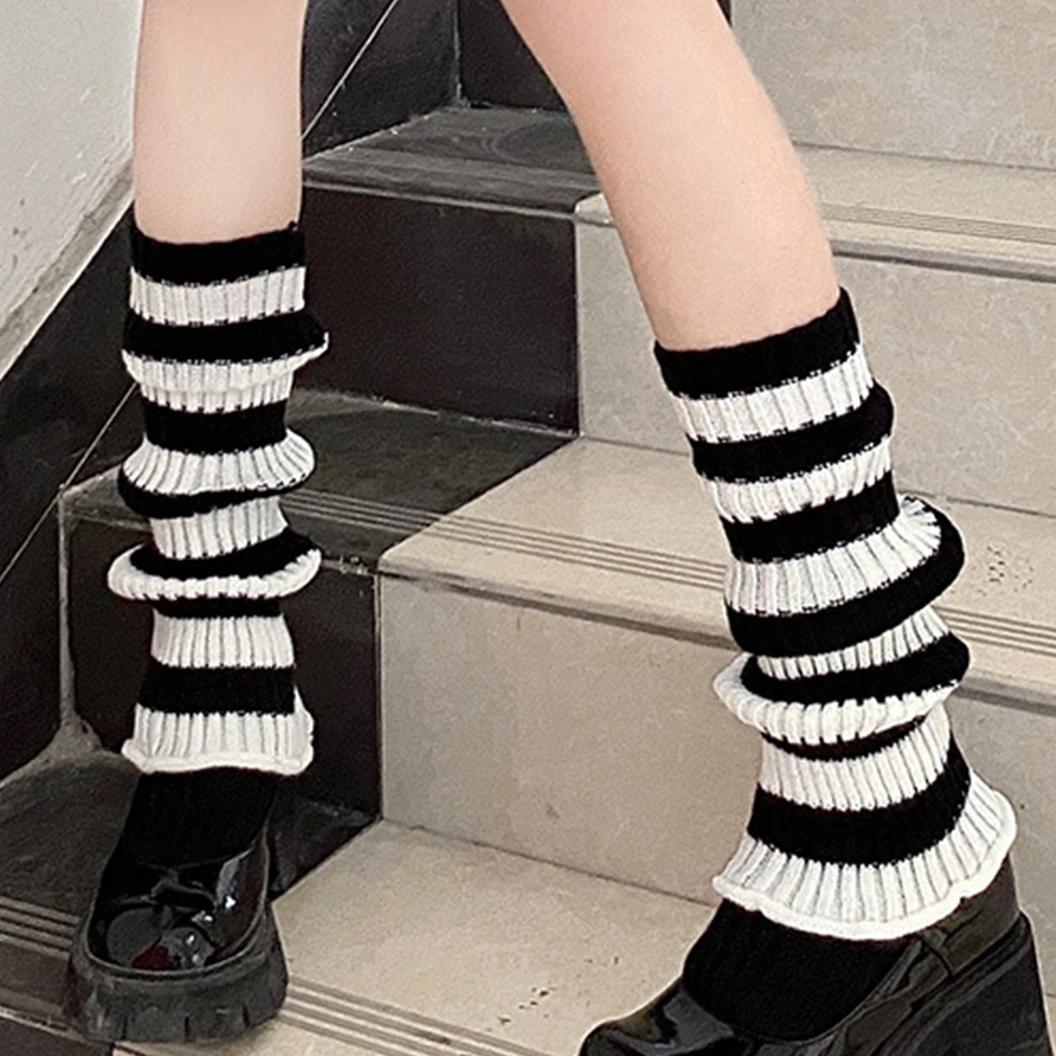 Dzianinowe ocieplacze na nogi Y2k gothic w stylu lolita Lawenda
