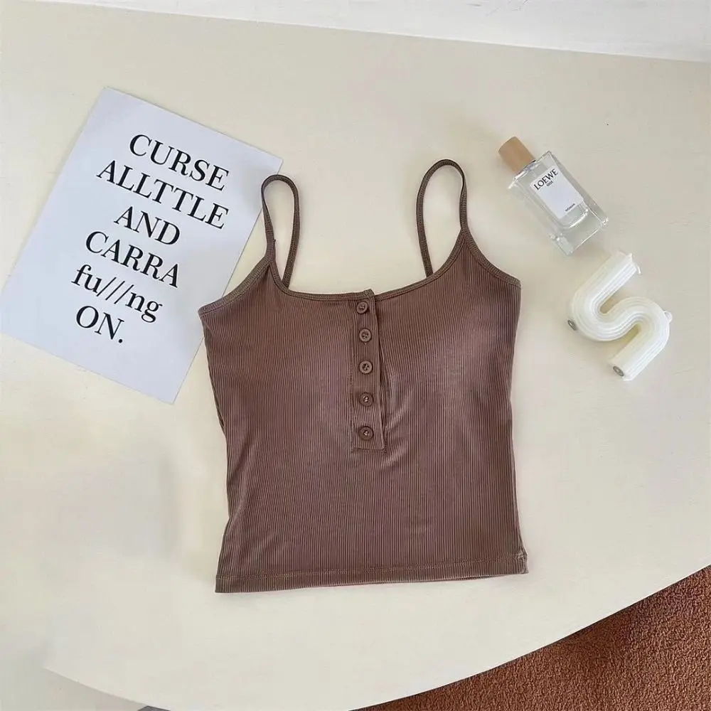 Dzianinowy top na ramiączkach tube — slim, streetwear, przyciski Ciemnoszary