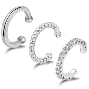 Zestaw 3 ear cuffów ze srebra 925 z cyrkonią bez przekłucia Złoty kolor