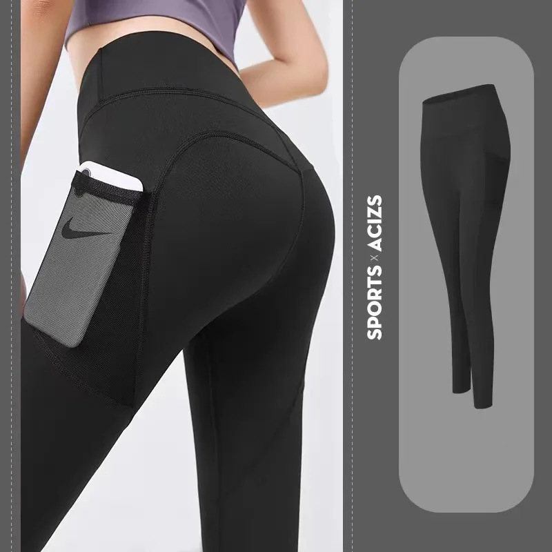 Elastyczne legginsy do jogi z kieszeniami Hyperflex Czarny