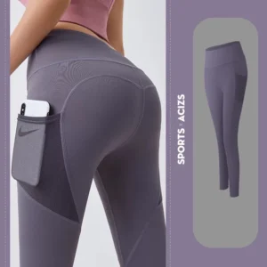 Elastyczne legginsy do jogi z kieszeniami Hyperflex Fioletowy