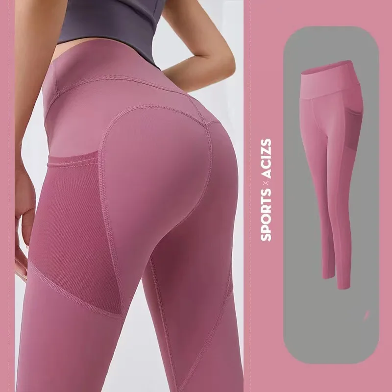 Elastyczne legginsy do jogi z kieszeniami Hyperflex Lawenda