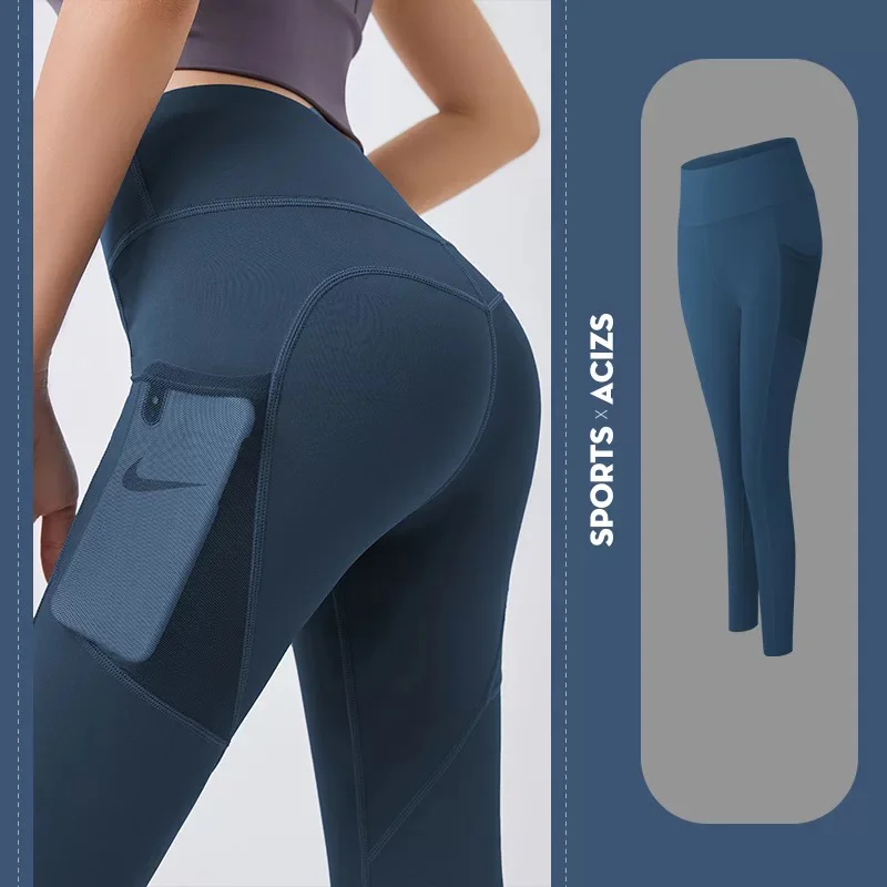 Elastyczne legginsy do jogi z kieszeniami Hyperflex Niebieski