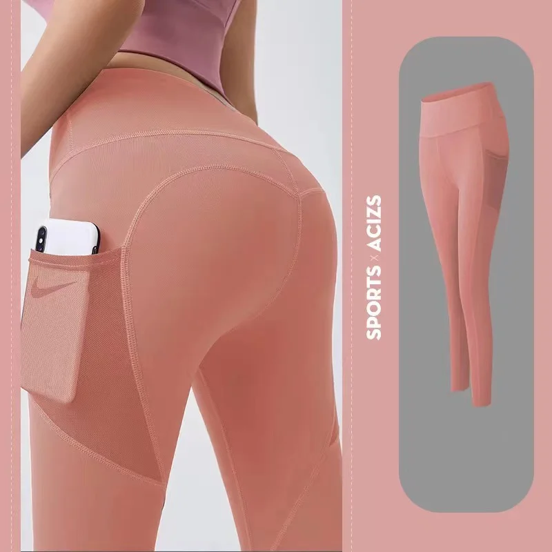 Elastyczne legginsy do jogi z kieszeniami Hyperflex Różowy