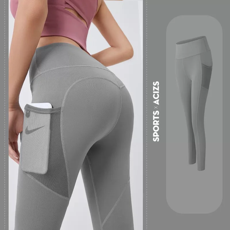 Elastyczne legginsy do jogi z kieszeniami Hyperflex Szary