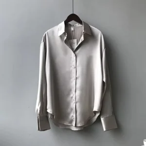 Elegancka koszula damska z kołnierzykiem w jednolitym kolorze Szary