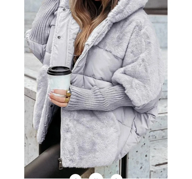Elegancka kurtka damska streetwear z kapturem i zamkiem Szary
