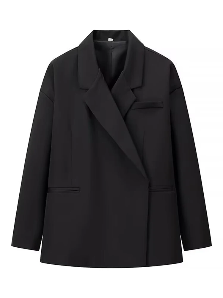Elegancka marynarka damska oversize na jeden guzik Czarny