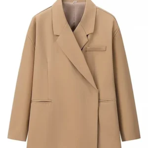 Elegancka marynarka damska oversize na jeden guzik Khaki