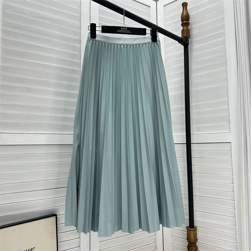 Elegancka plisowana spódnica midi z wysokim stanem Cyjan