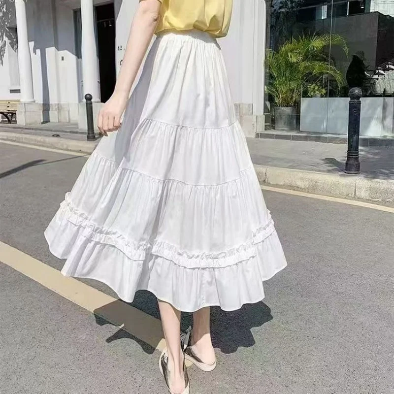 Elegancka spódnica A-line midi w stylu vintage Beżowy