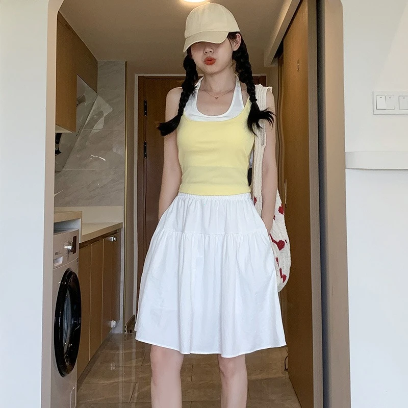 Elegancka spódnica midi linia A z wysokim stanem Niebieski