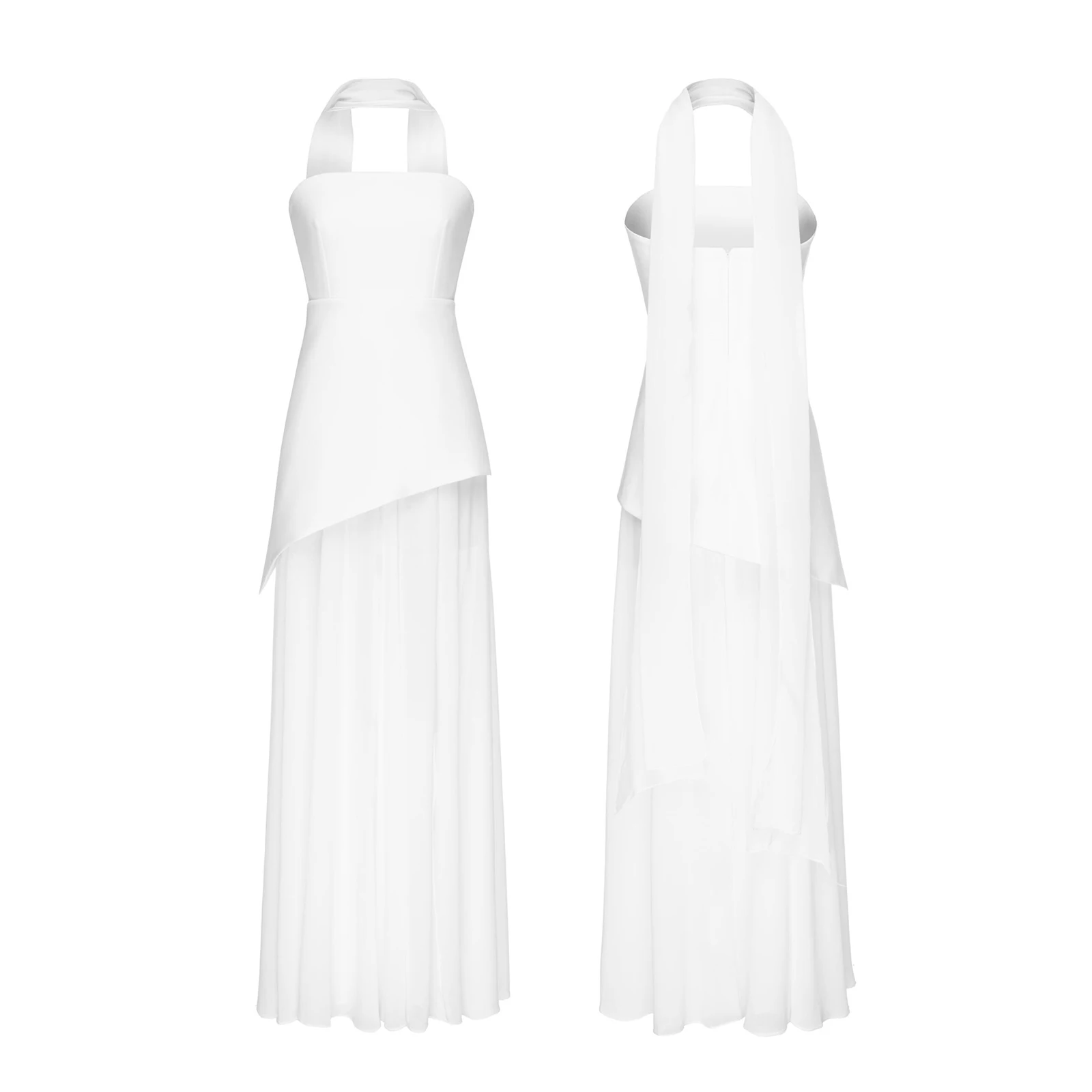 Elegancka sukienka maxi bez ramiączek z rozcięciem Beżowy