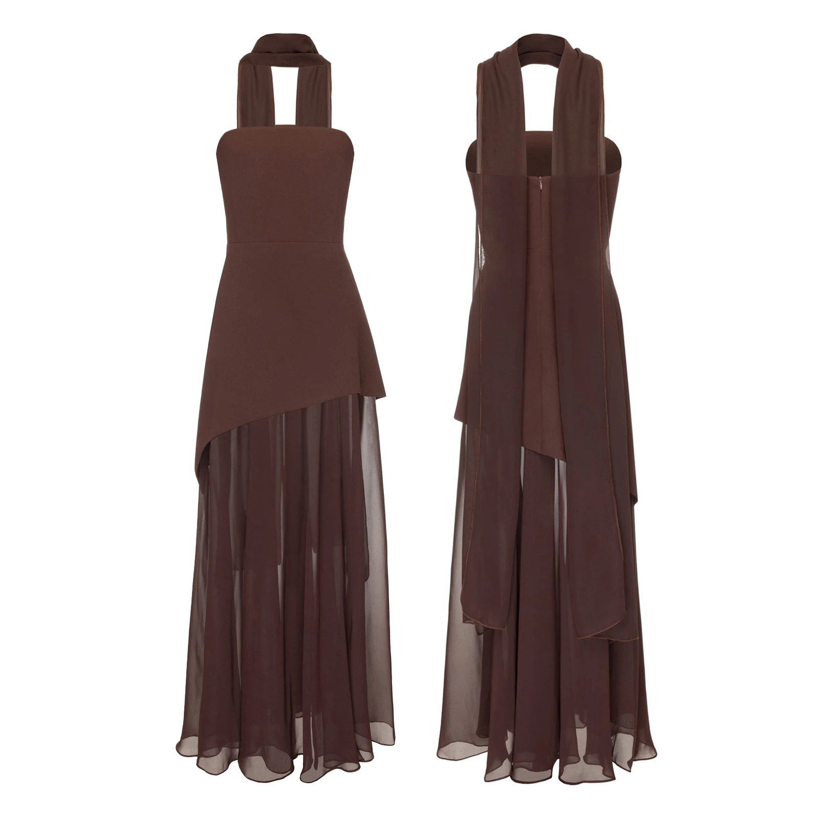 Elegancka sukienka maxi bez ramiączek z rozcięciem Błękitny