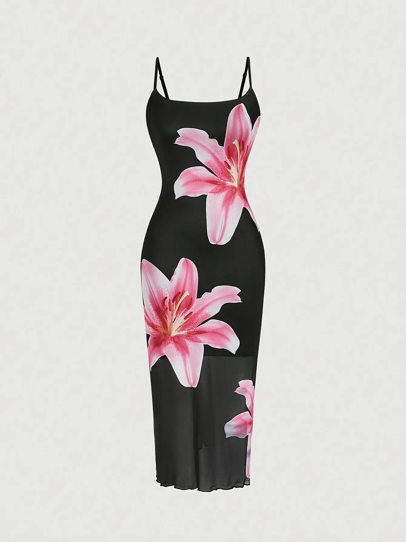 Elegancka sukienka w kwiaty resort style na lato Czarny