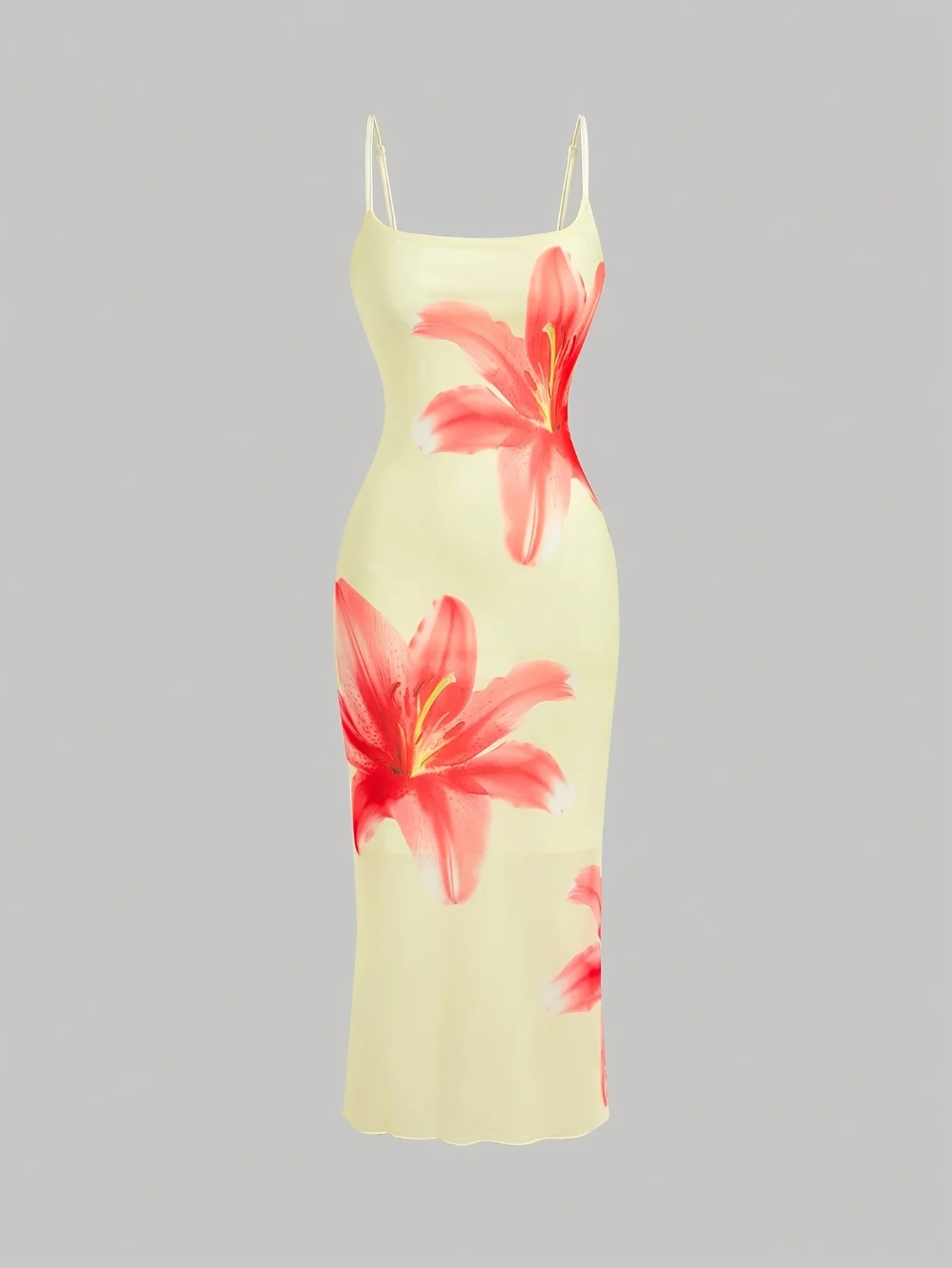 Elegancka sukienka w kwiaty resort style na lato żółty