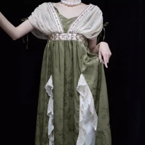 Elegancka żakardowa sukienka w stylu retro Zielony