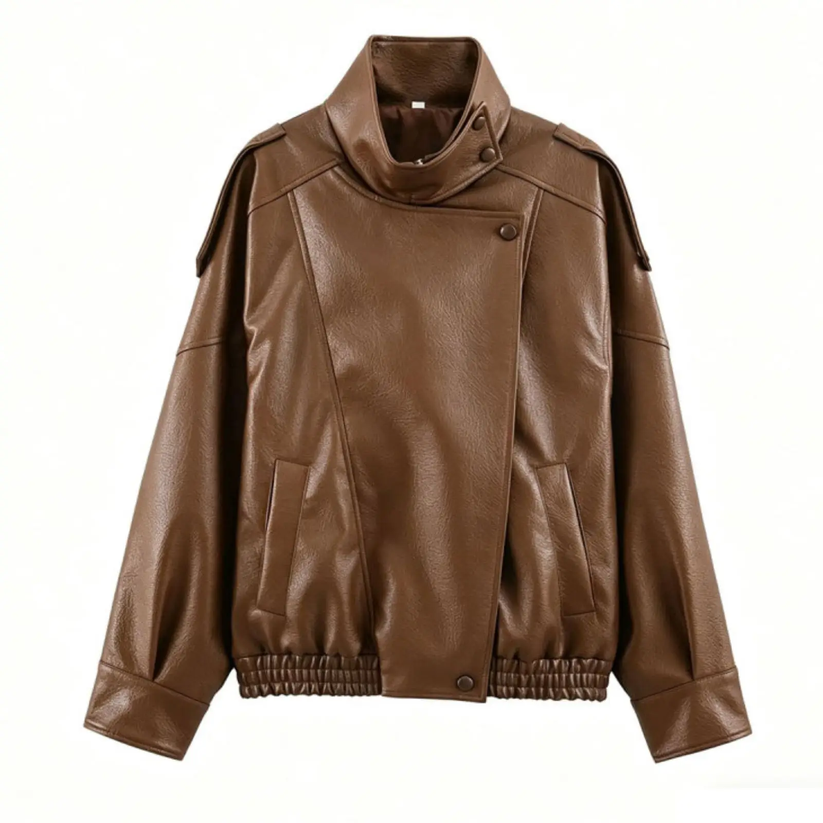 Elegancki płaszcz w stylu streetwear z asymetrycznym zapięciem Caramel