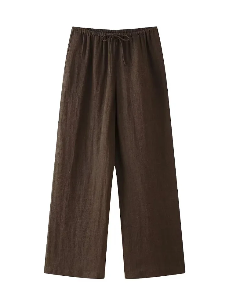 Elegancki dwuczęściowy zestaw koszula i spodnie damskie Khaki