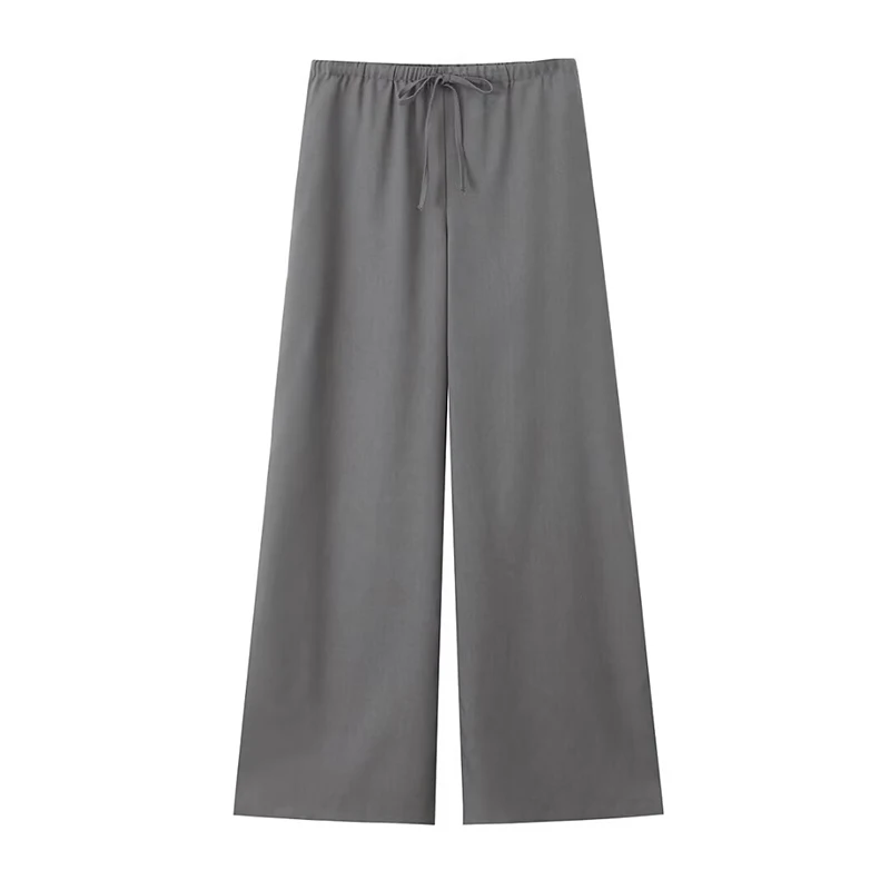 Elegancki dwuczęściowy zestaw koszula i spodnie damskie Srebrny