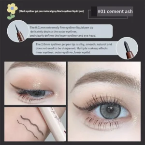 Eyeliner z podwójną końcówką — cienka kreska i rozjaśniacz Armijna zieleń