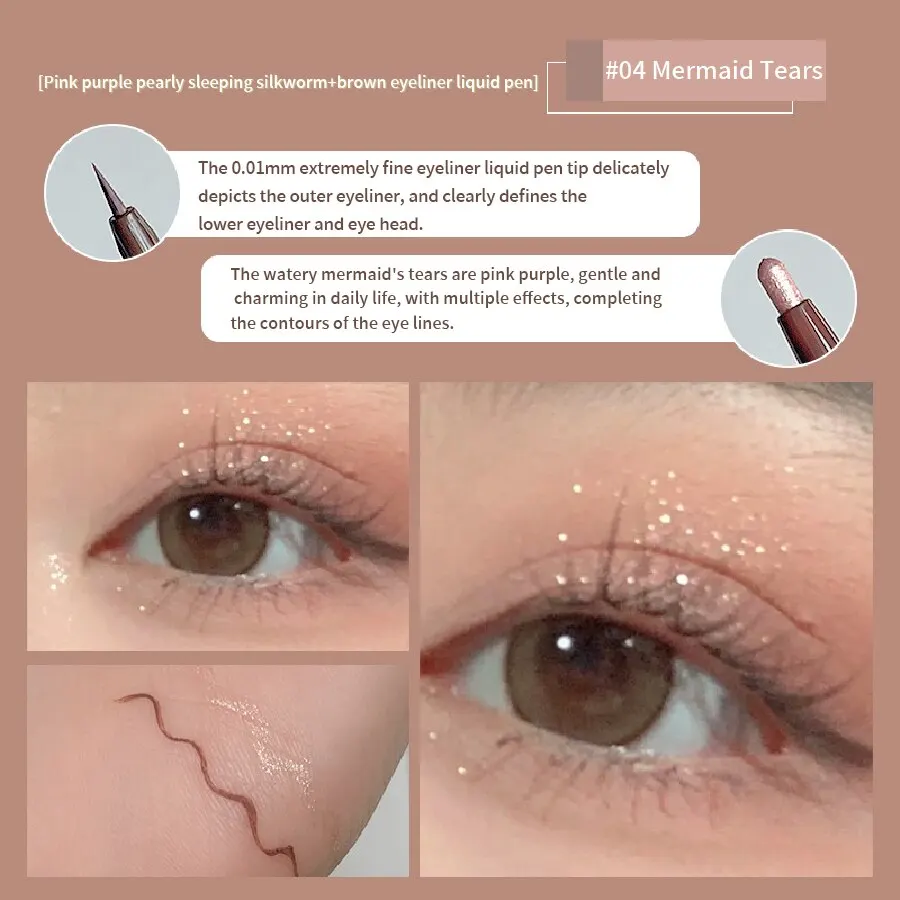 Eyeliner z podwójną końcówką — cienka kreska i rozjaśniacz Jasnoszary