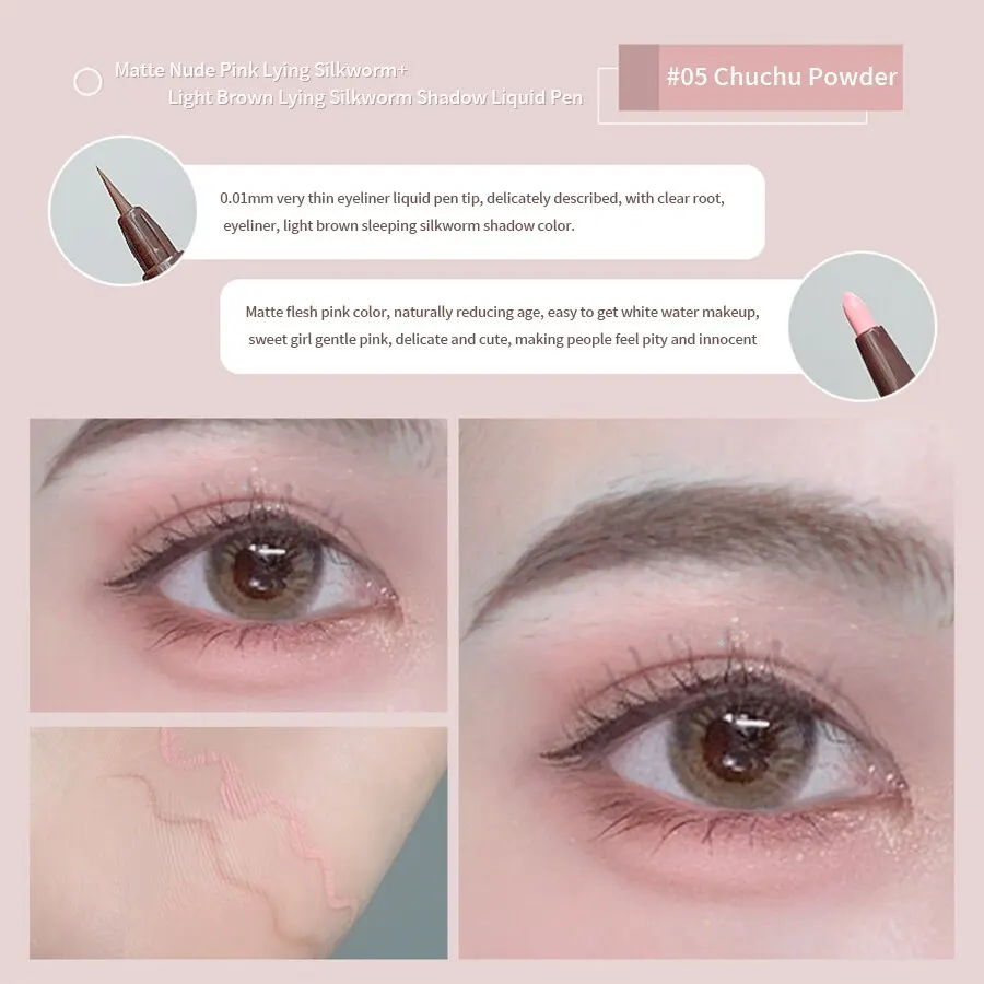 Eyeliner z podwójną końcówką — cienka kreska i rozjaśniacz Jasnozielony
