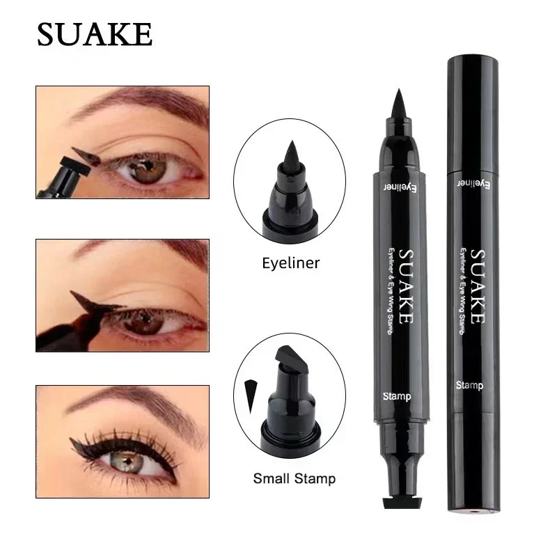 Eyeliner ze skrzydełkowym stempelkiem 2 w 1 — czarny płynny Armijna zieleń