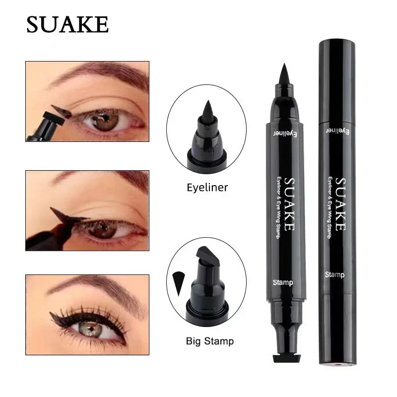 Eyeliner ze skrzydełkowym stempelkiem 2 w 1 — czarny płynny Błękitny