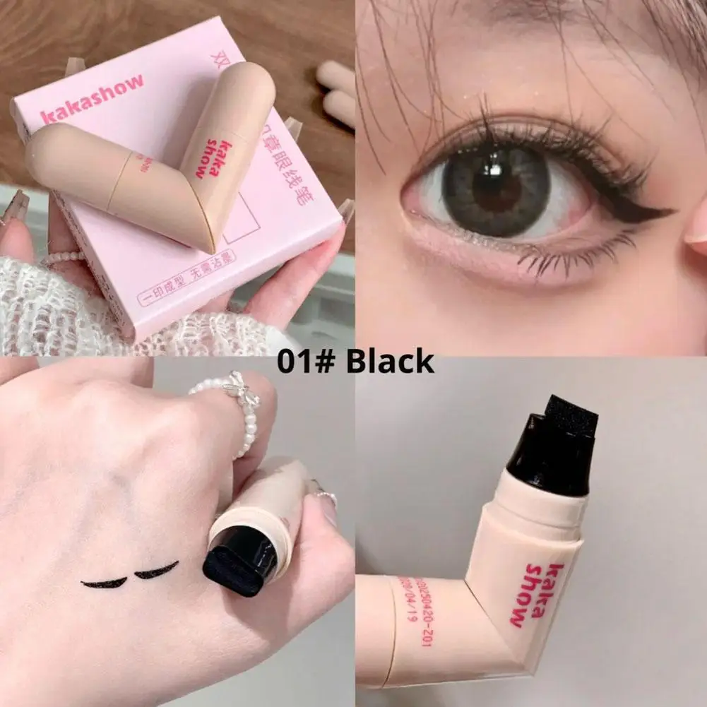 Eyeliner stemplowy z żelową formułą — skrzydełka bez wysiłku Armijna zieleń